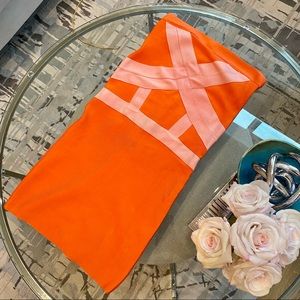 Bebe Strapless Bandage Dress - Orange Size M
